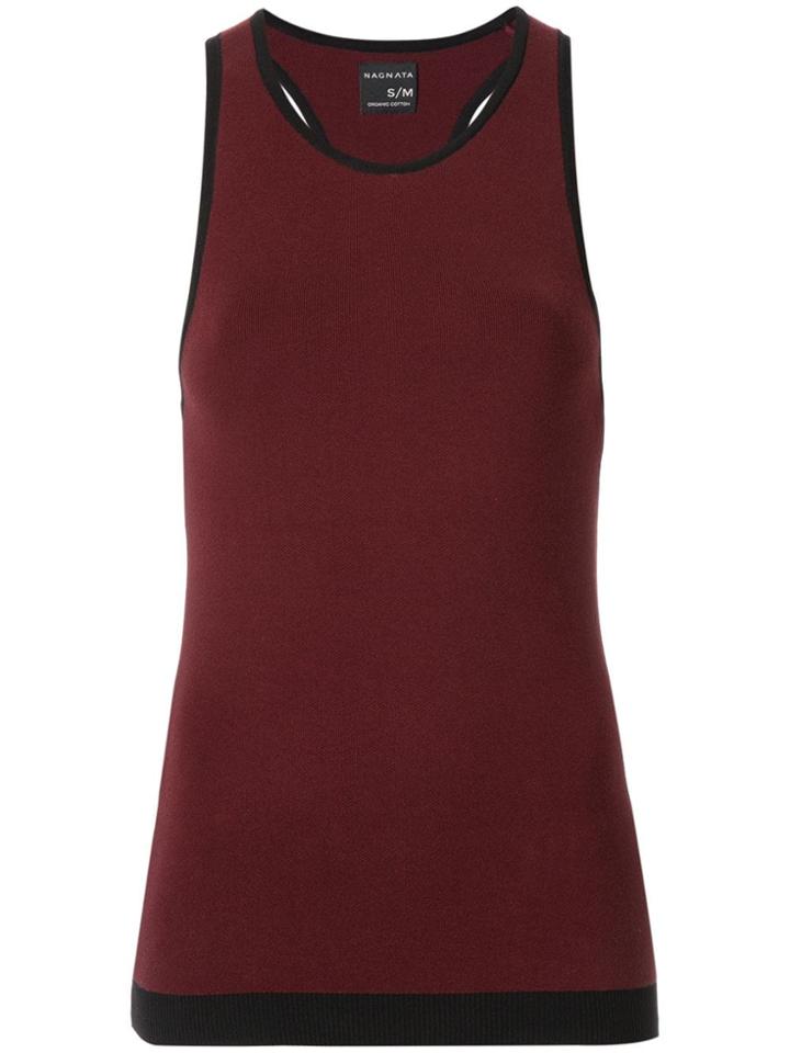 Nagnata Black Trim Racerback Tank Top - Brown