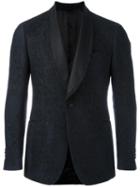Gabriele Pasini Shawl Lapel Tonal Blazer, Men's, Size: 54, Black, Silk/cotton/polyester/wool