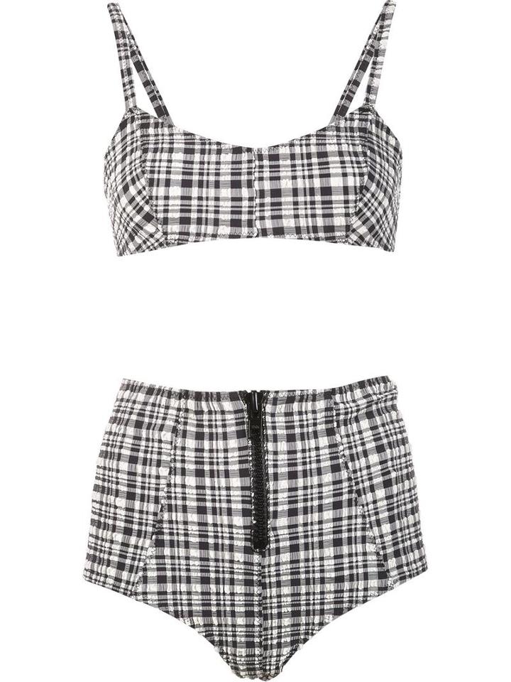 Lisa Marie Fernandez Plaid Bikini, Women's, Size: 3, Black, Polyester/nylon/spandex/elastane