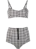Lisa Marie Fernandez Plaid Bikini, Women's, Size: 3, Black, Polyester/nylon/spandex/elastane