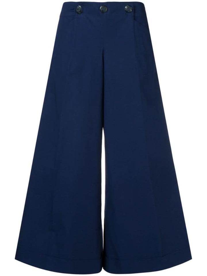 Chanel Pre-owned Wide Cropped Trousers - Blue