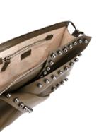 No21 - Studded Clutch - Women - Leather - One Size, Green, Leather
