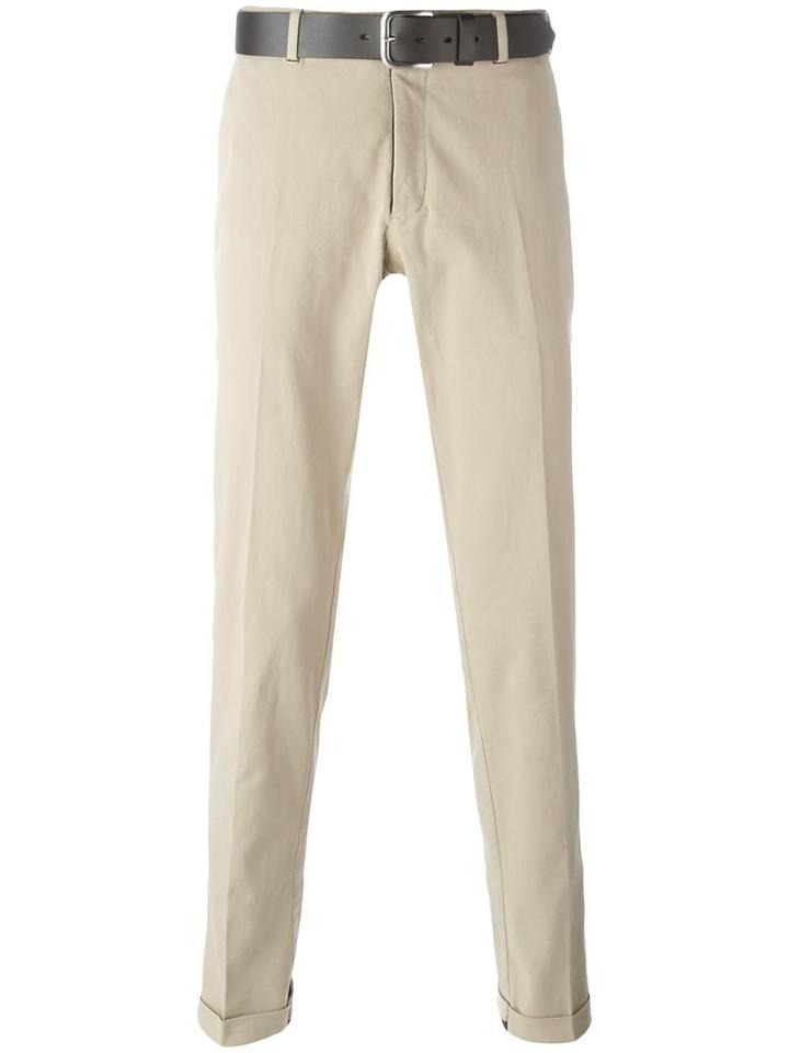 Pt01 Belted Chino Trousers, Men's, Size: 54, Nude/neutrals, Cotton/spandex/elastane