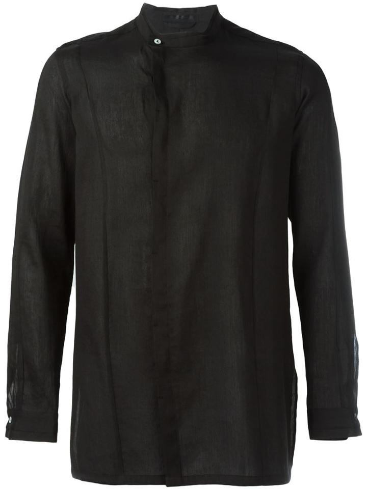 The Viridi-anne Off-centre Fastening Shirt, Men's, Size: 3, Black, Cotton/ramie