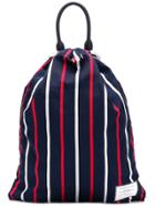 Thom Browne Banker Stripe Drawcord Bag - Blue