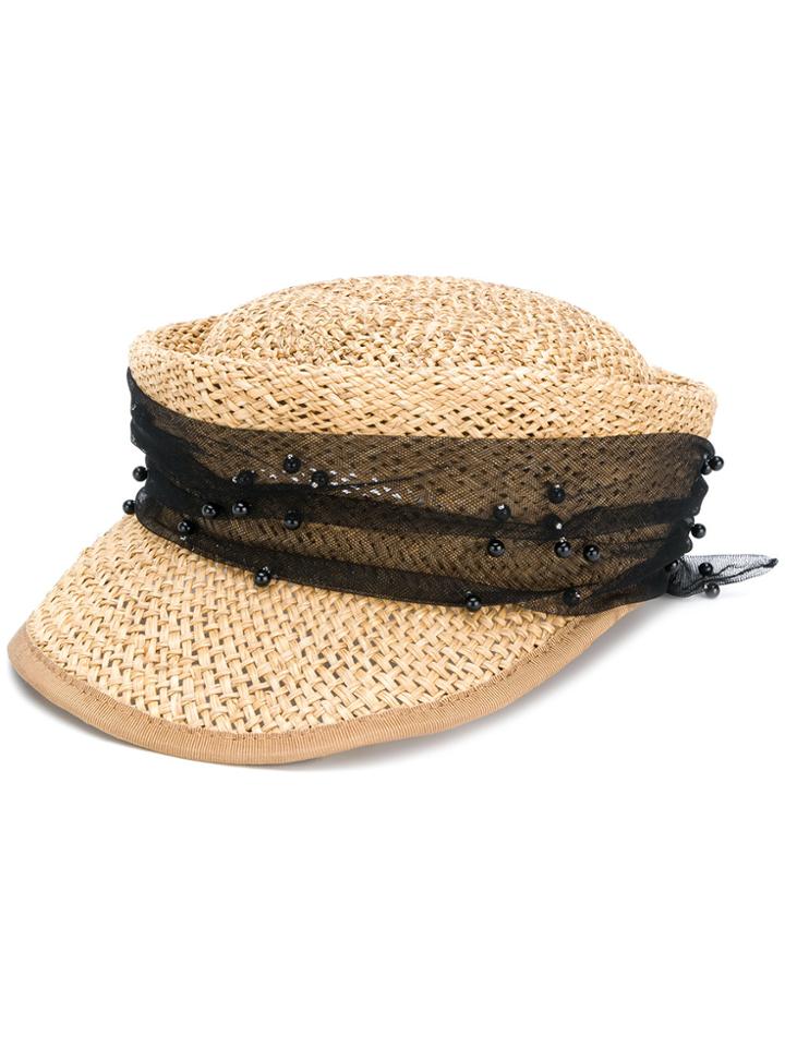 Misa Harada Embellished Cap - Nude & Neutrals