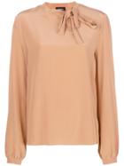 Rochas Bow Tied Long-sleeve Blouse - Nude & Neutrals