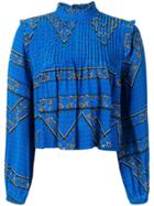 Ganni Embroidered Long-sleeve Blouse - Blue