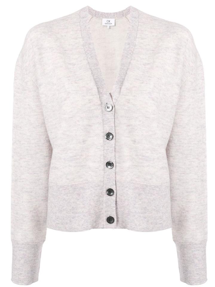 Ck Calvin Klein V-neck Knit Cardigan - Purple