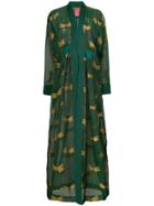 F.r.s For Restless Sleepers Embroidered Long-sleeve Robe - Green
