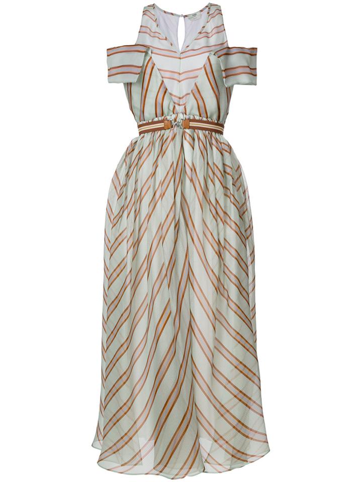 Fendi Striped Flared Midi Dress - Green