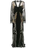 Alberta Ferretti Lace-trimmed Printed Maxi Dress - Black