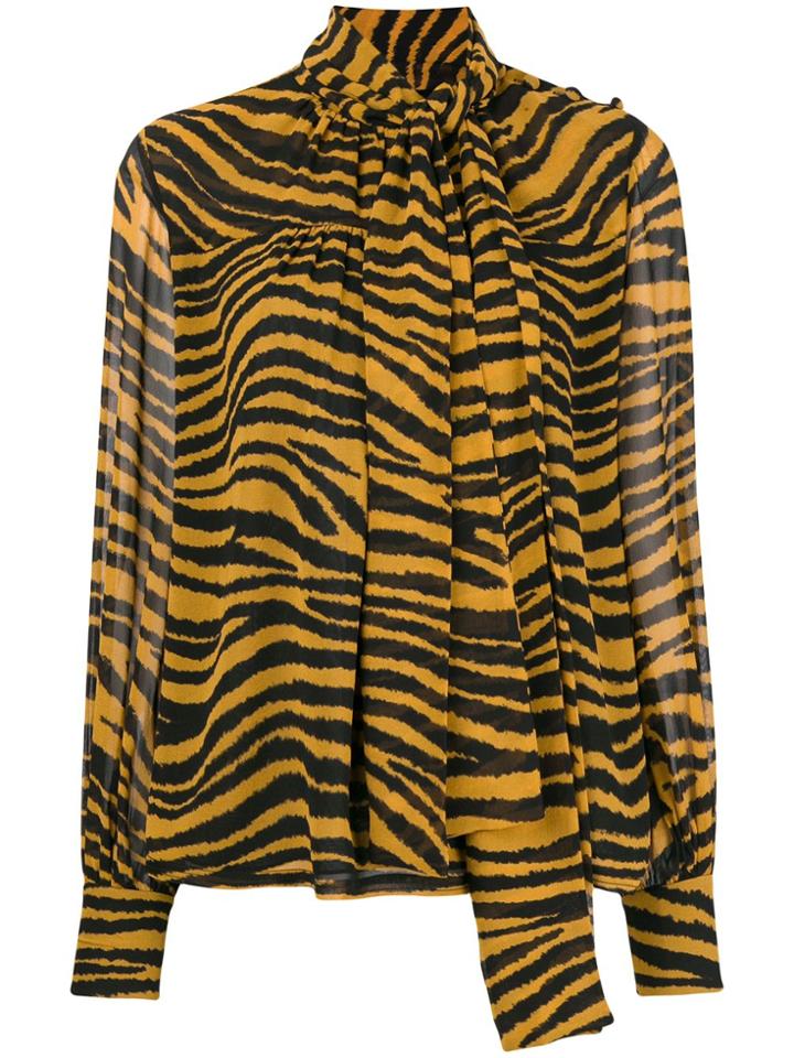 Proenza Schouler Tiger Stripe Pussy Bow Blouse - Brown