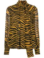Proenza Schouler Tiger Stripe Pussy Bow Blouse - Brown