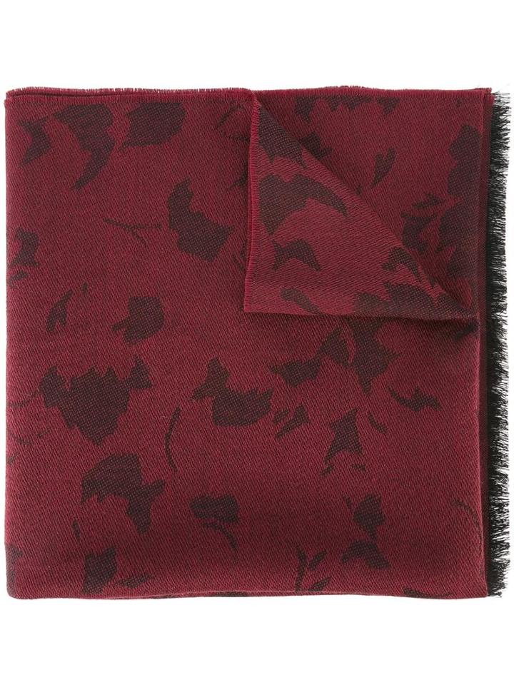 Lanvin Fringed Pattern Scarf, Men's, Pink/purple, Wool