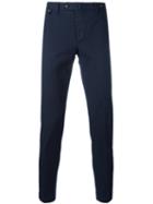 Pt01 Off Centre Button Chinos, Men's, Size: 52, Blue, Cotton/spandex/elastane