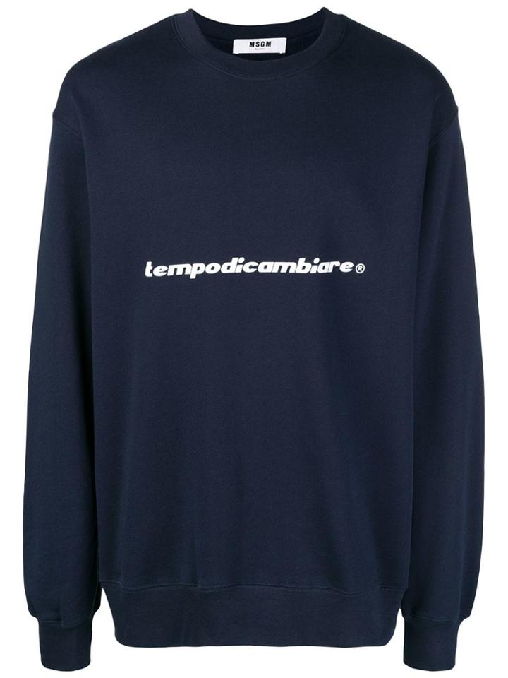 Msgm Loose Long-sleeved Sweatshirt - Blue