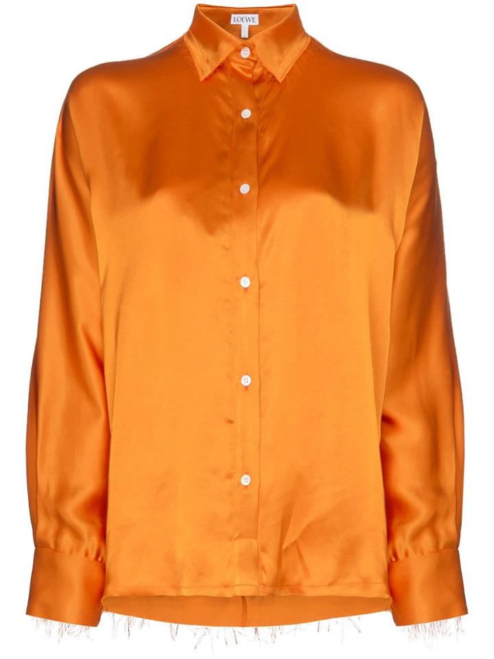 Loewe Crinkle Frayed-hem Satin Blouse - Orange