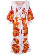 Yuliya Magdych Marigold Embroidered Ruffle Dress - White