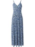 Michael Michael Kors Floral Print Maxi Dress, Women's, Size: 4, Blue, Polyester/spandex/elastane