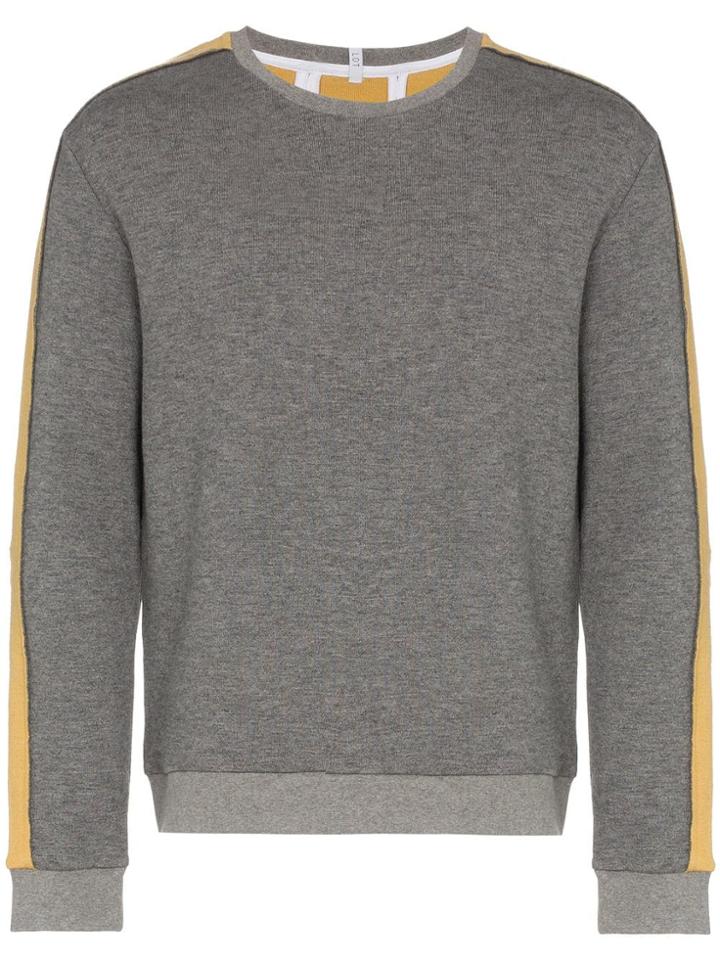Lot78 Contrast Stripe Knitted Jumper - Grey