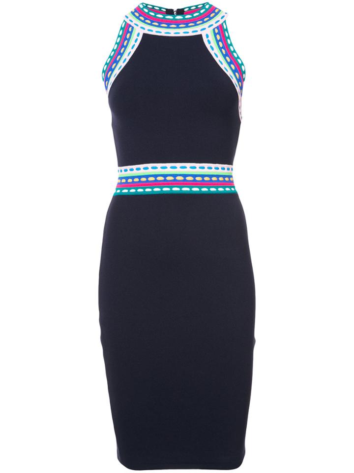 Milly Multicoloured Trim Fitted Dress - Blue