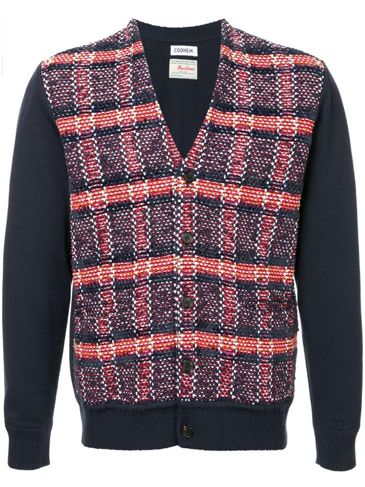 Coohem Checked Tweed Cardigan - Red