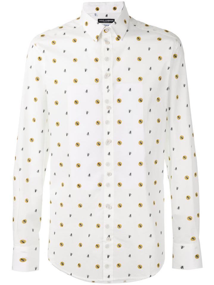 Dolce & Gabbana - Bee Print Shirt - Men - Cotton - 40, White, Cotton
