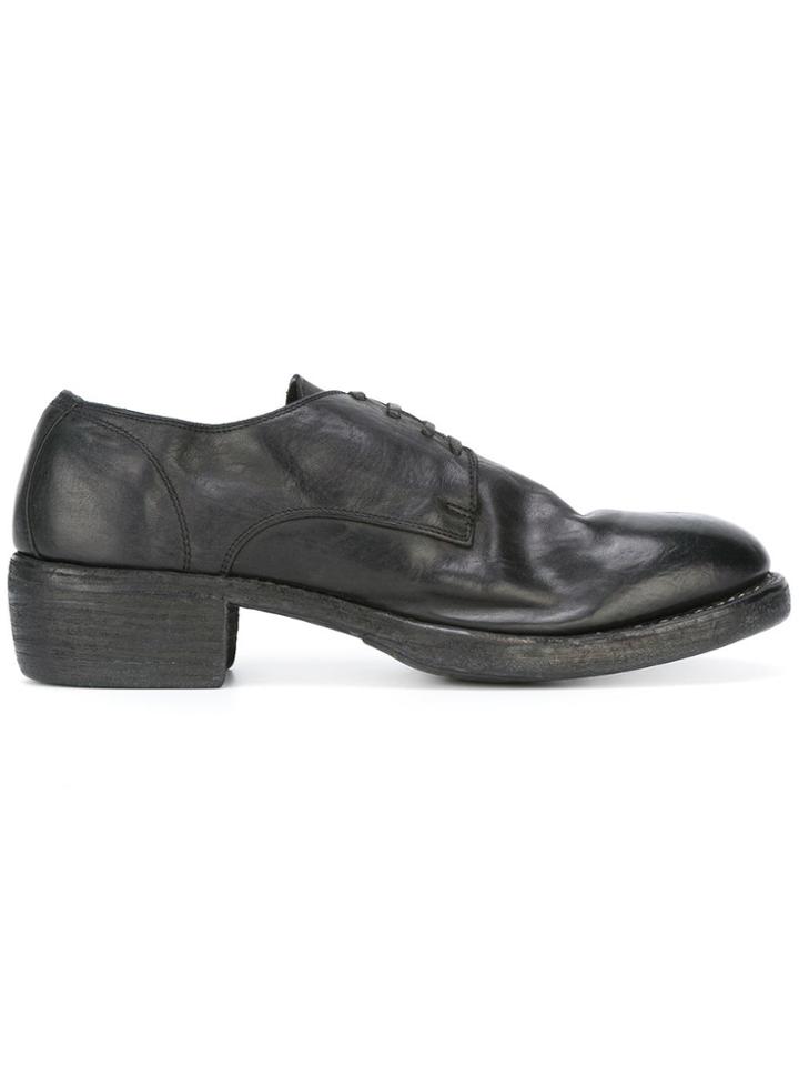 Guidi Distressed Derby Shoes - Black
