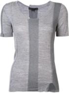 Alexander Wang Ribbed Panel Top, Women's, Size: Small, Grey, Cotton/nylon/spandex/elastane/merino