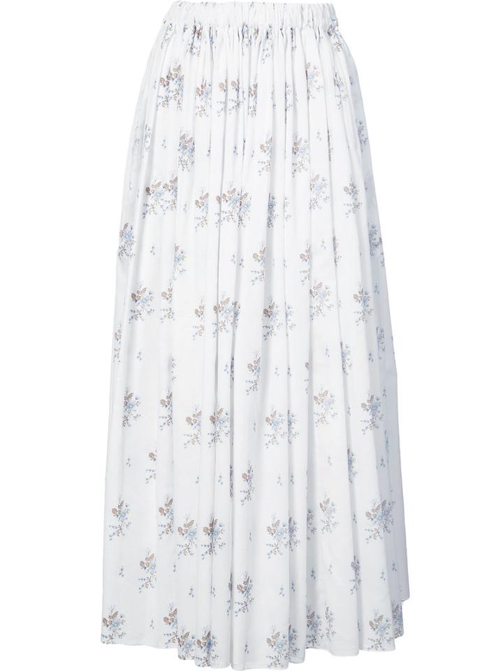 Emilia Wickstead Printed Maxi Skirt, Women's, Size: 6, White, Cotton