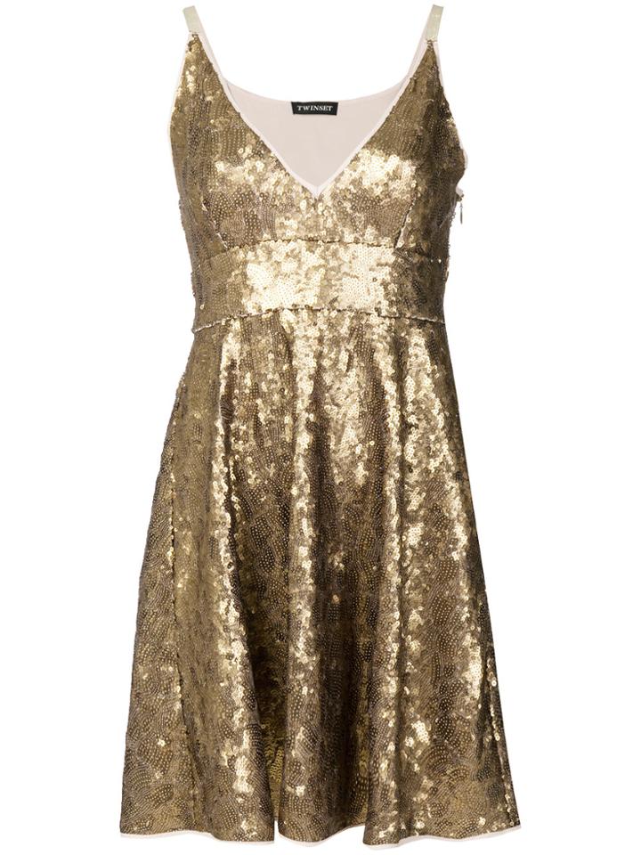 Twin-set Sequin Embellished Dress - Metallic