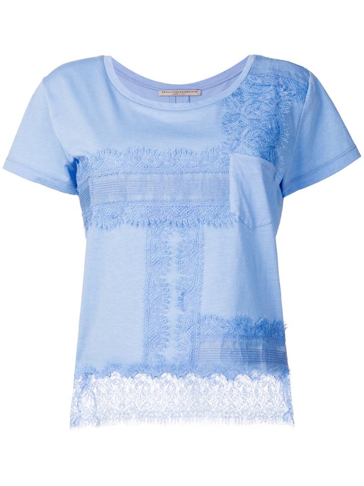 Ermanno Scervino Lace Trim T-shirt - Blue