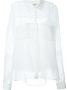 Isa Arfen Striped See-through Shirt, Women's, Size: 10, White, Silk/cotton