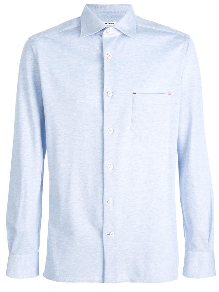 Kiton - Piqué Shirt - Men - Cotton - Xl, Blue, Cotton