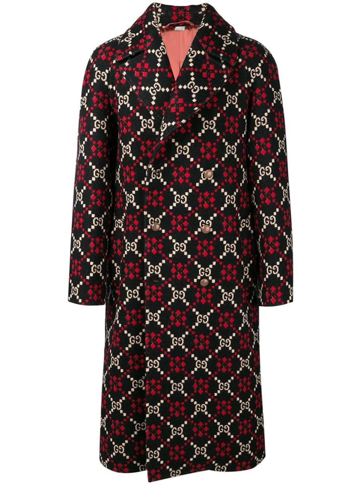 Gucci Logo Pattern Loose Coat - Black