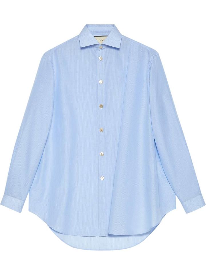 Gucci Asymmetric Oversize Striped Shirt - Blue