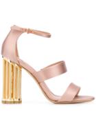 Salvatore Ferragamo Satin Flower Heel Sandals - Pink