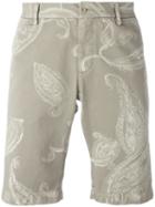 Etro Paisley Print Chino Shorts, Men's, Size: 48, Green, Cotton/spandex/elastane
