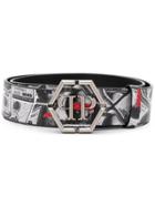 Philipp Plein Money Print Belt - Grey