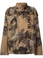 Off-white Floral Print Military Jacket, Women's, Size: Xs, Brown, Cotton