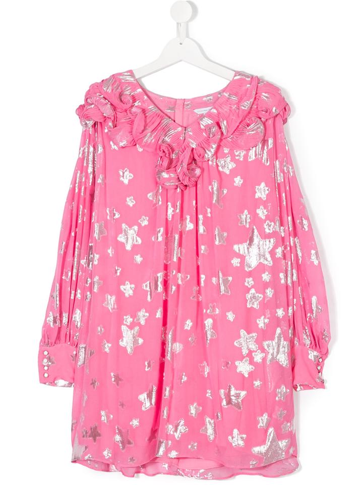 Little Marc Jacobs Star Print Ruffled Dress - Pink & Purple
