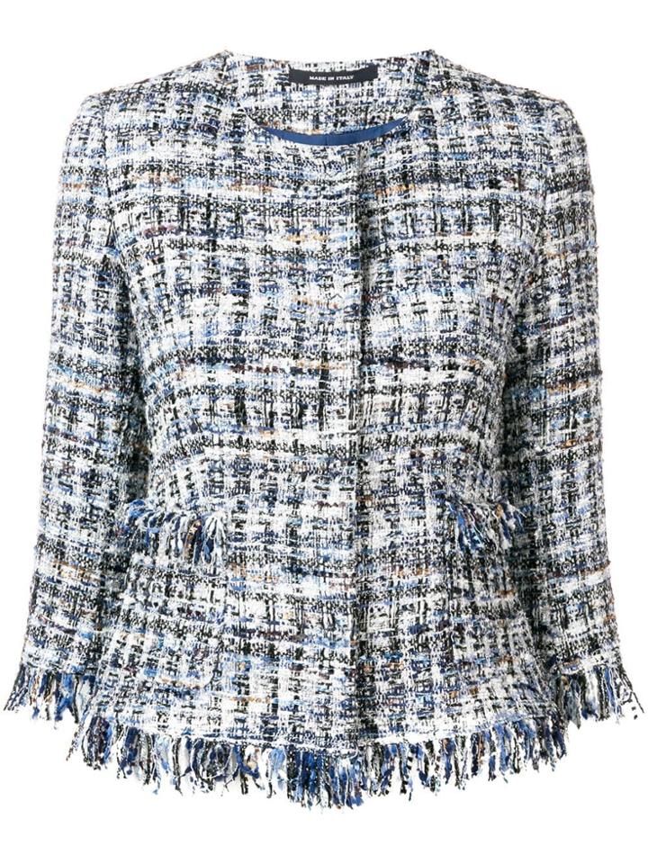 Tagliatore Tweed Embroidered Blazer - Blue