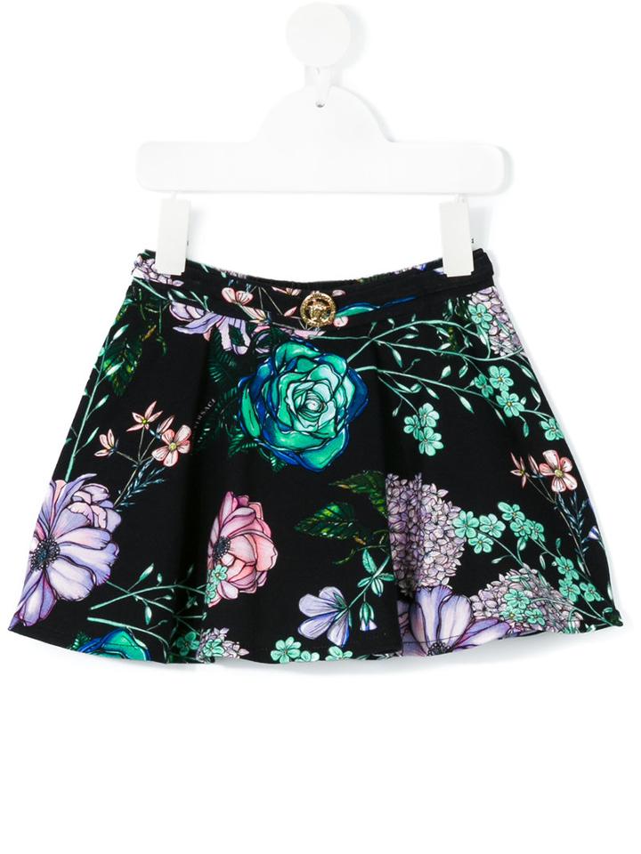 Young Versace - Floral Print Skirt - Kids - Cotton/spandex/elastane - 10 Yrs, Black