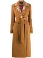 Etro Floral Embroidered Collar Coat - Brown