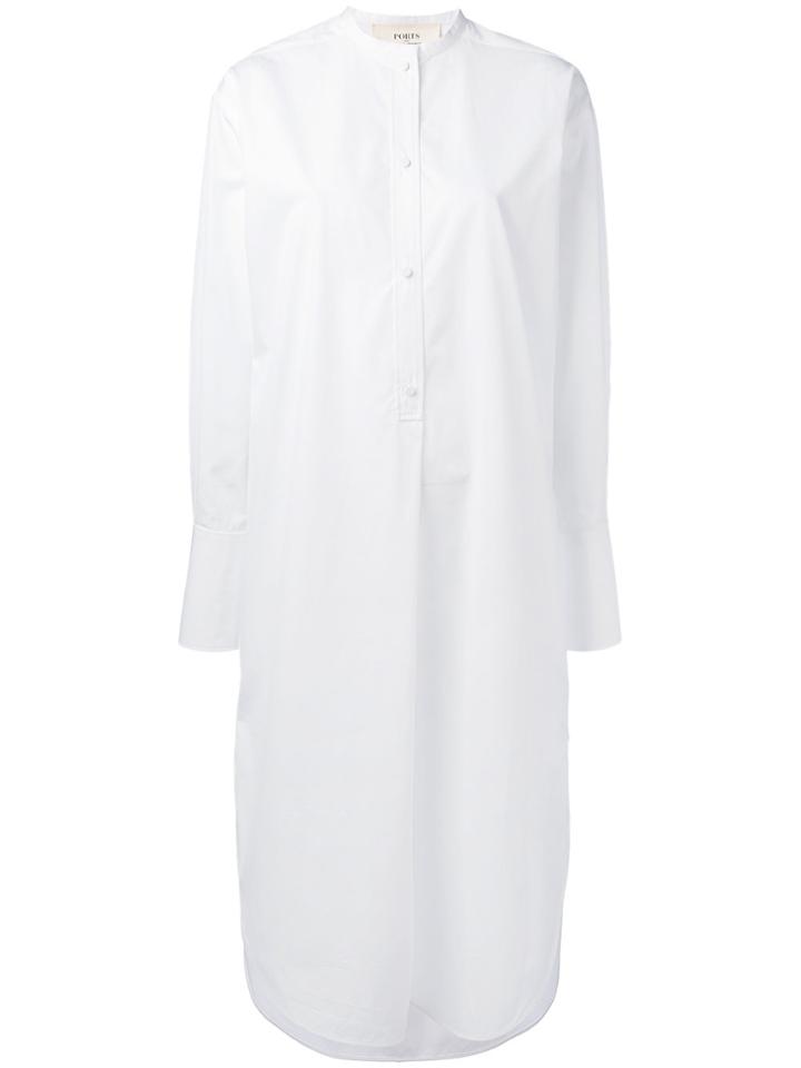 Ports 1961 Curved Hem Shirt Dress - White