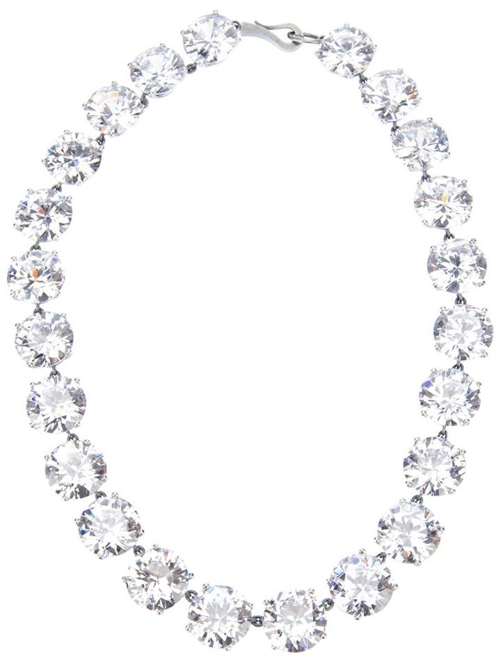 Bottega Veneta Set Zircon Necklace, Women's, Metallic, Silver