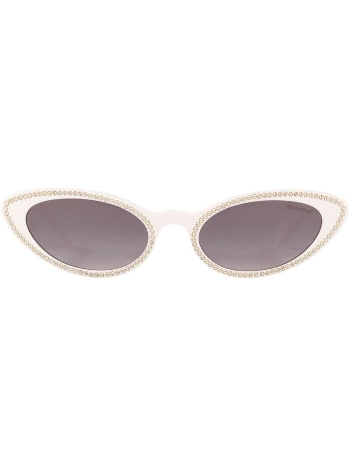 Miu Miu Eyewear Cat Eye Frame Sunglasses - White