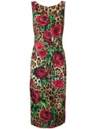 Dolce & Gabbana Leopard Floral Dress - Red