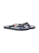 Mc2 Saint Barth Kids Astronaut Print Flip Flops - Black